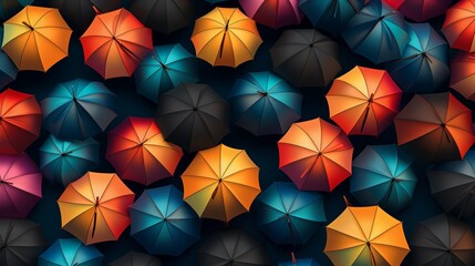 Many colored umbrellas.
