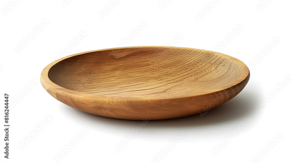 Poster wooden plate isolated on white background with a 45 degree angle setup : generative ai