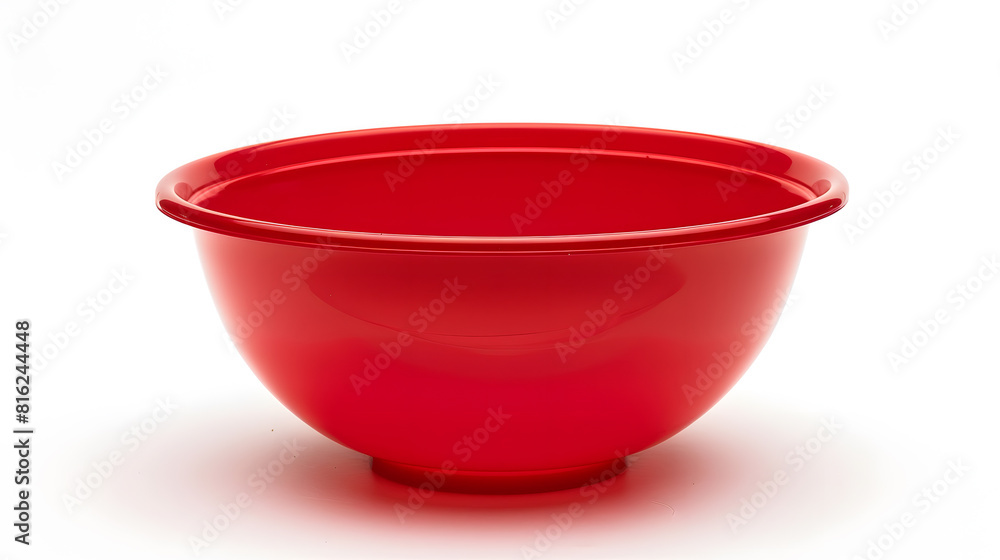 Poster Empty red plastic bowl isolated on white with clipping path : Generative AI