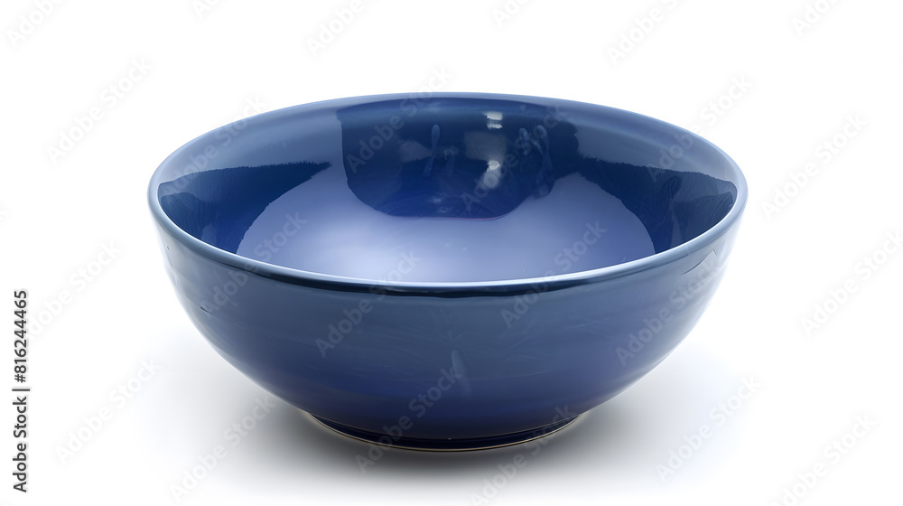 Poster empty blue ceramic bowl isolated on white background with clipping path high angle view of deep roun