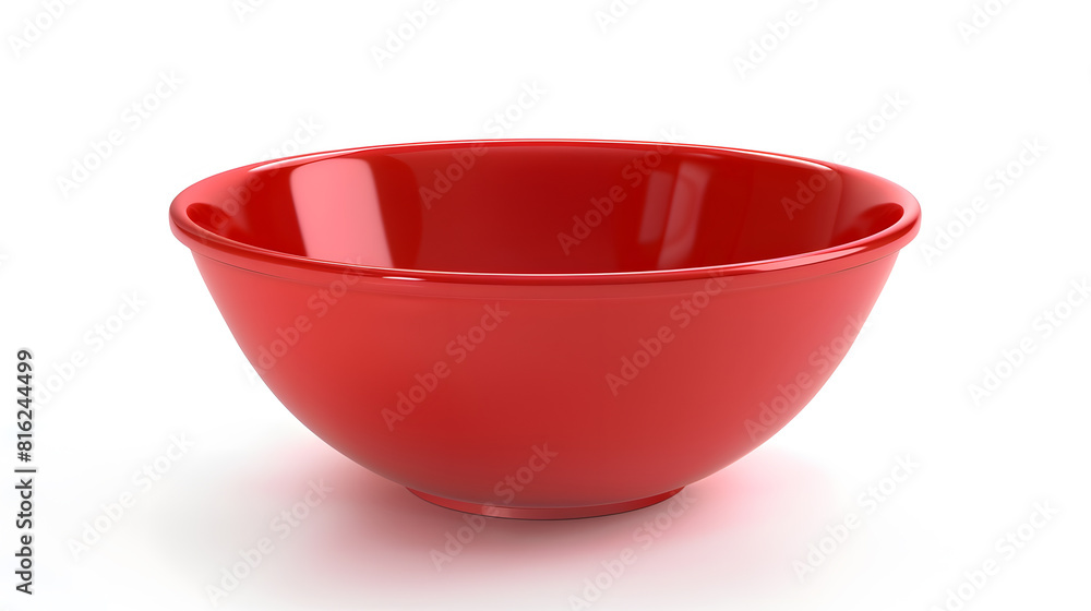 Poster Empty red plastic bowl isolated on white with clipping path : Generative AI