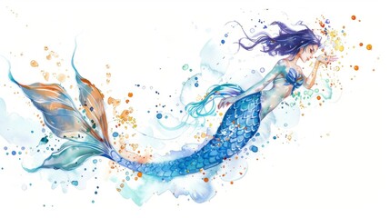 Vector illustration of a beautiful mermaid.