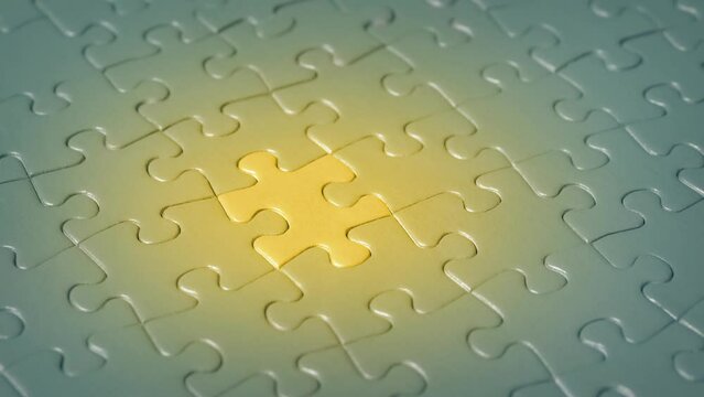 Puzzle Completed And Glows Gold, Solutions, Success Concept
