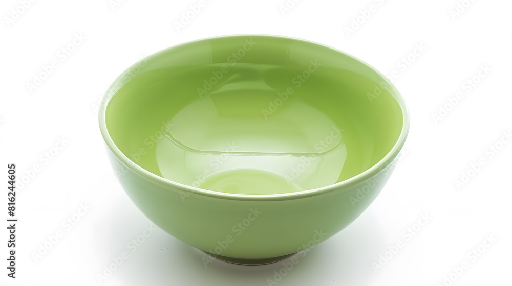 Poster new empty green ceramic bowl isolated on white background top view : generative ai