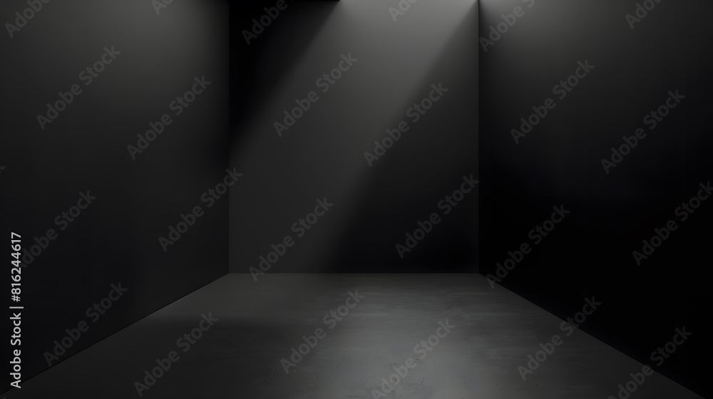 Poster Empty studio room Dark background Abstract dark empty studio room texture Product showcase spotlight background : Generative AI
