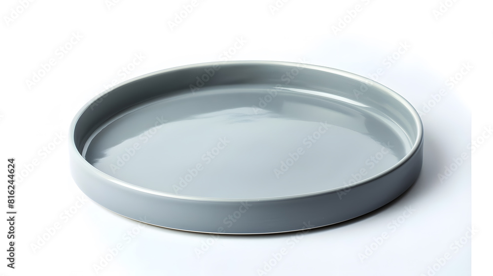 Poster Empty ceramic plate gray round tray plate isolated on white background with clipping path : Generative AI
