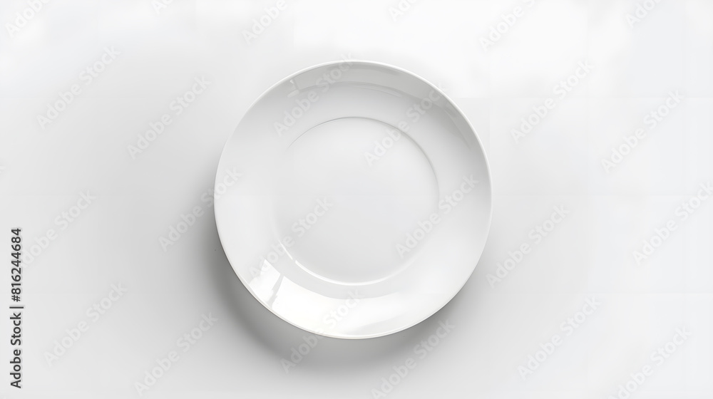 Aufkleber top view of empty plate on white background : generative ai