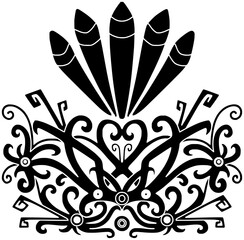 gawai illustration dayak silhouette ethnic logo enggang icon hornbill outline bird tribal house traditional art home pattern ornament malaysia shape kalimantan flower floral for vector graphic © blacksilhouette
