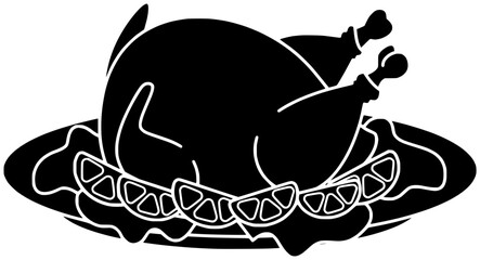 rotisserie illustration french silhouette food logo chicken icon fast outline meal rice meat plate spicy junk fried lunch restaurant shape dinner eat crispy for vector graphic background