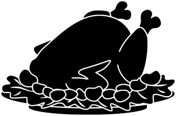 rotisserie illustration french silhouette food logo chicken icon fast outline meal rice meat plate spicy junk fried lunch restaurant shape dinner eat crispy for vector graphic background