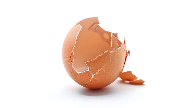 Egg shell crack isolated on white background : Generative AI