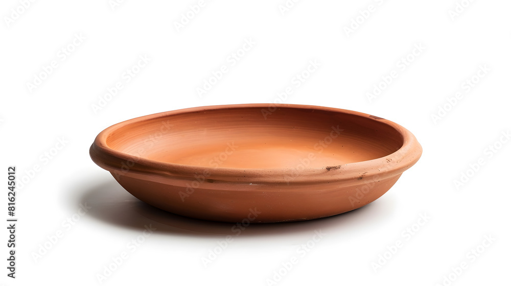 Poster clay plate isolated on white background side view : generative ai