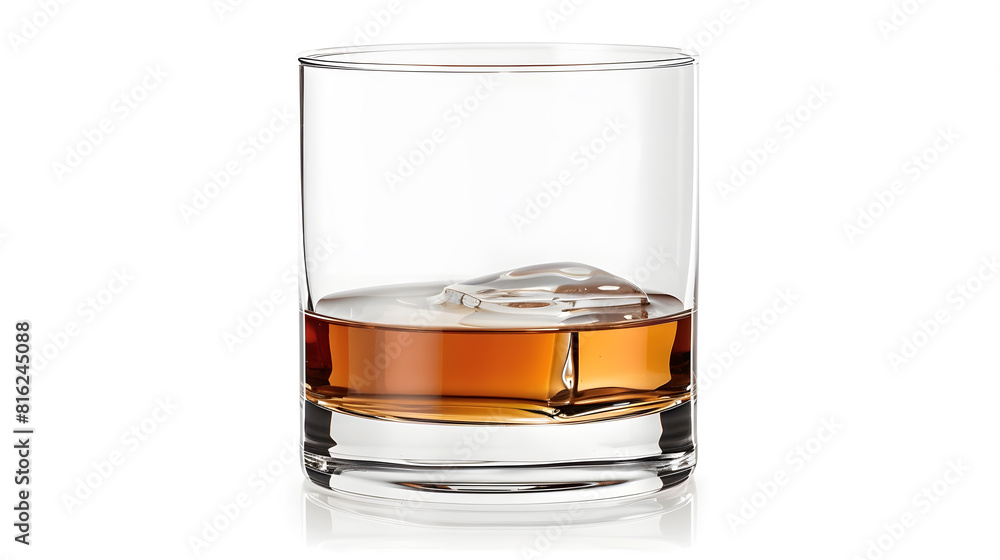 Poster Empty and clean whiskey glass isolated on white background with clipping path : Generative AI