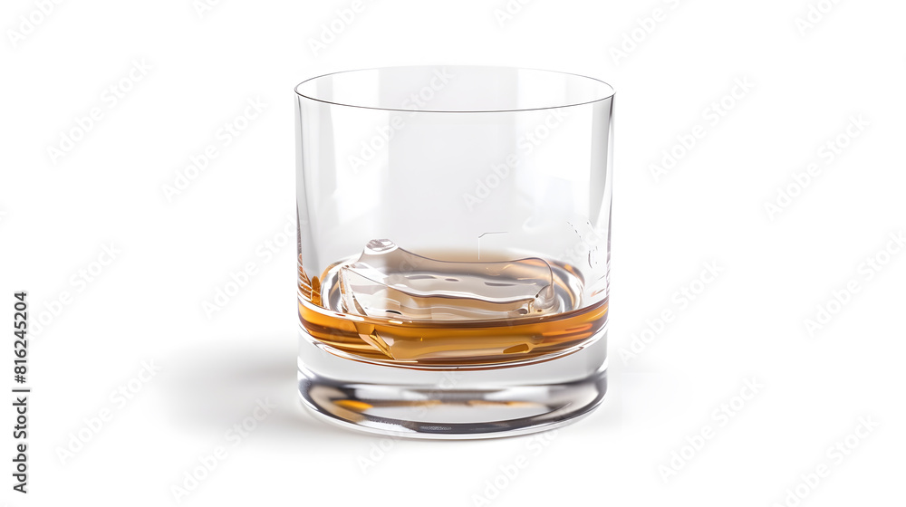 Poster Empty and clean whiskey glass isolated on white background with clipping path : Generative AI