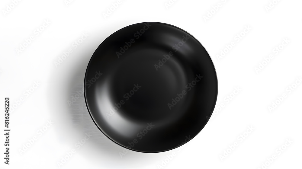 Poster Empty black plate top view isolated on white background : Generative AI