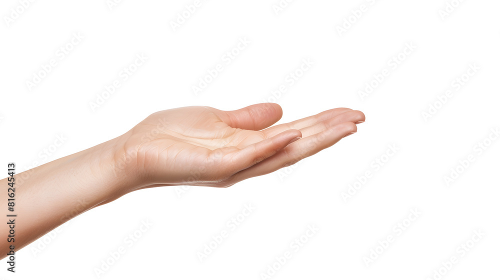Aufkleber open the palm of the hand isolated on white backgroundclipping path : generative ai