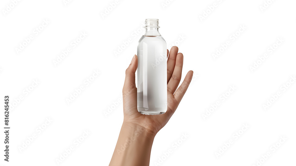 Aufkleber Empty Hand showing gesture holding the bottle smartphone or something isolated on white background with clipping path : Generative AI