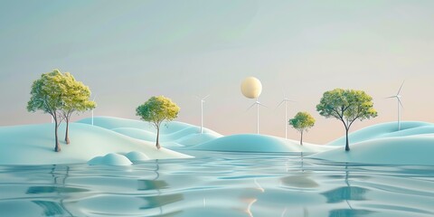 Fototapeta premium environment, flat design, water conservation methods in arid regions to combat climate change