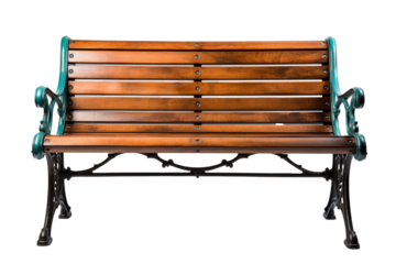 Teal Frame Wooden Bench isolated on White Background