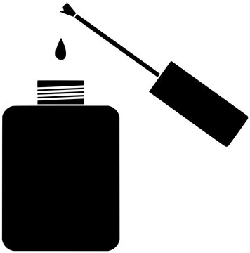 black nail polish bottle and brush clip art preview