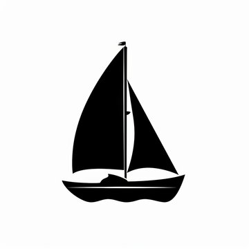 recommend clip art: Black silhouette of a sailing boat over white background. Logo.