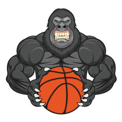 basketball mascot gorilla vector illustration design