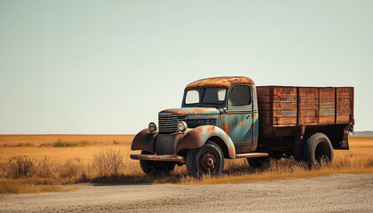 Old rusty truck. An old abandoned truck rusts in a landfill