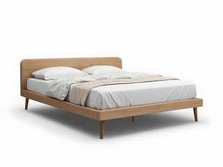 bed with pillows isolated on white
