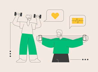 Elder fitness abstract concept vector illustration.