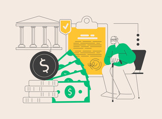 Elderly financial security abstract concept vector illustration.