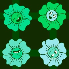 Cartoon flower seamless pattern for wrapping paper and fabrics and linens and kids clothes print