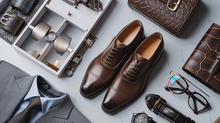 Stylish men's accessories and shoes.