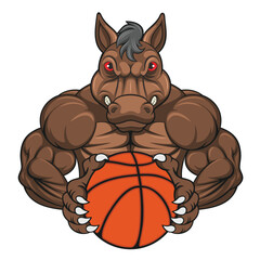 basketball mascot horse vector illustration design