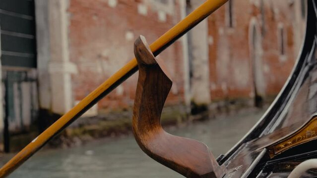 Close-Up Of Gondola Oar And Forcola