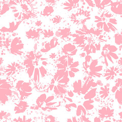 Pink sakura flowers print. seamless background. hand drawing. Not AI, Vector illustration © Мария Неноглядова