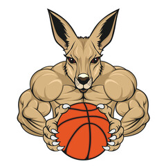 basketball mascot kangaroo vector illustration design