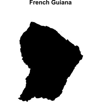 French Guiana blank outline map design