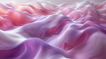 Fototapeta premium Surreal pink and purple wavy silk fabric background