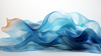A high-resolution close-up image of a blue wave on a white background. The wave is crashing towards the viewer, and its details are perfectly captured.
