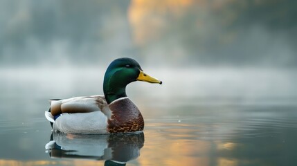 Obraz premium Duck feeling tranquil following a swim