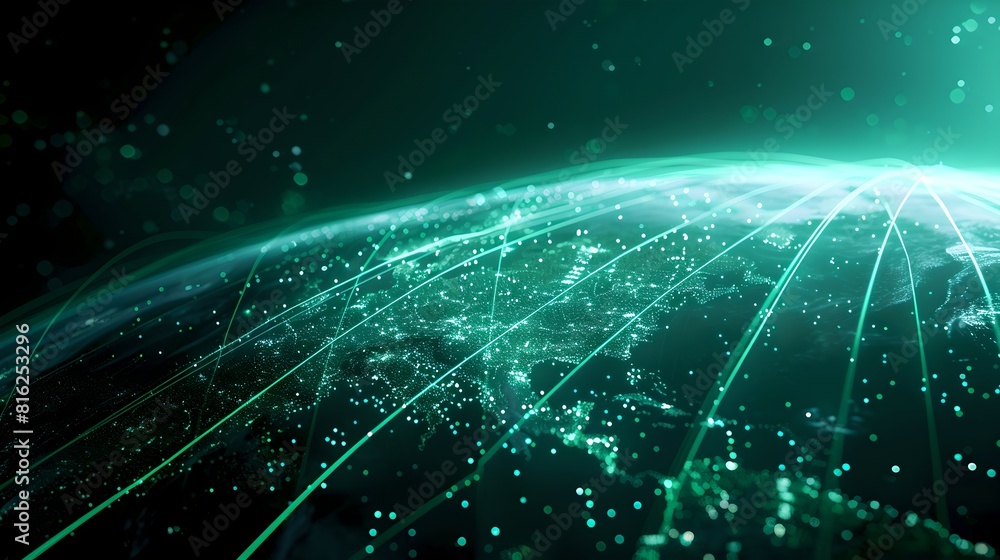 Aufkleber abstract digital globe network lines and dots. futuristic technology concept. glowing connectivity b