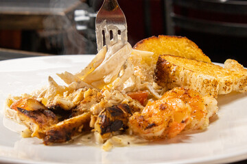 close up pasta and shrimp