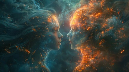 Fototapeta premium cognitive empathy, the interweaving of thoughts and emotions creates a dance of intellect, nurturing a profound connection between linked minds