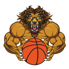 basketball mascot lion vector illustration design