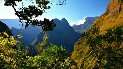 Beautiful scenery of the Cirque de Mafate, a caldera formed by the collapse of Piton des Neiges...