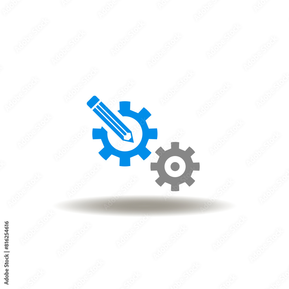 Poster vector illustration of gears mechanism pencil. icon of customize. symbol of customized.