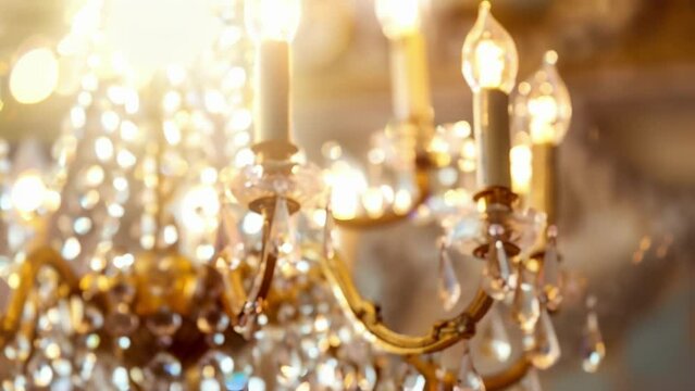 A dusty chandelier hung from the ceiling its oncegl crystals now dulled with time and neglect. 2d flat cartoon.