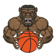 basketball mascot monkey vector illustration design
