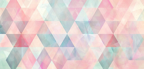 A geometric pattern of overlapping triangles in pastel shades, creating a soft and dreamy effect.