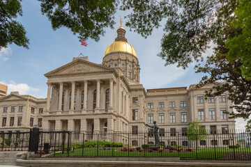 Exterior View of Atlanta Georgia State Capitol Building with Golden Dome 